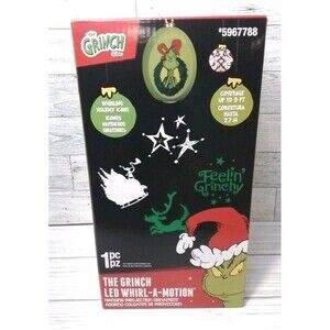 The Grinch LED Whirl-A-Motion Hanging Projection Ornament Holiday Decor NEW